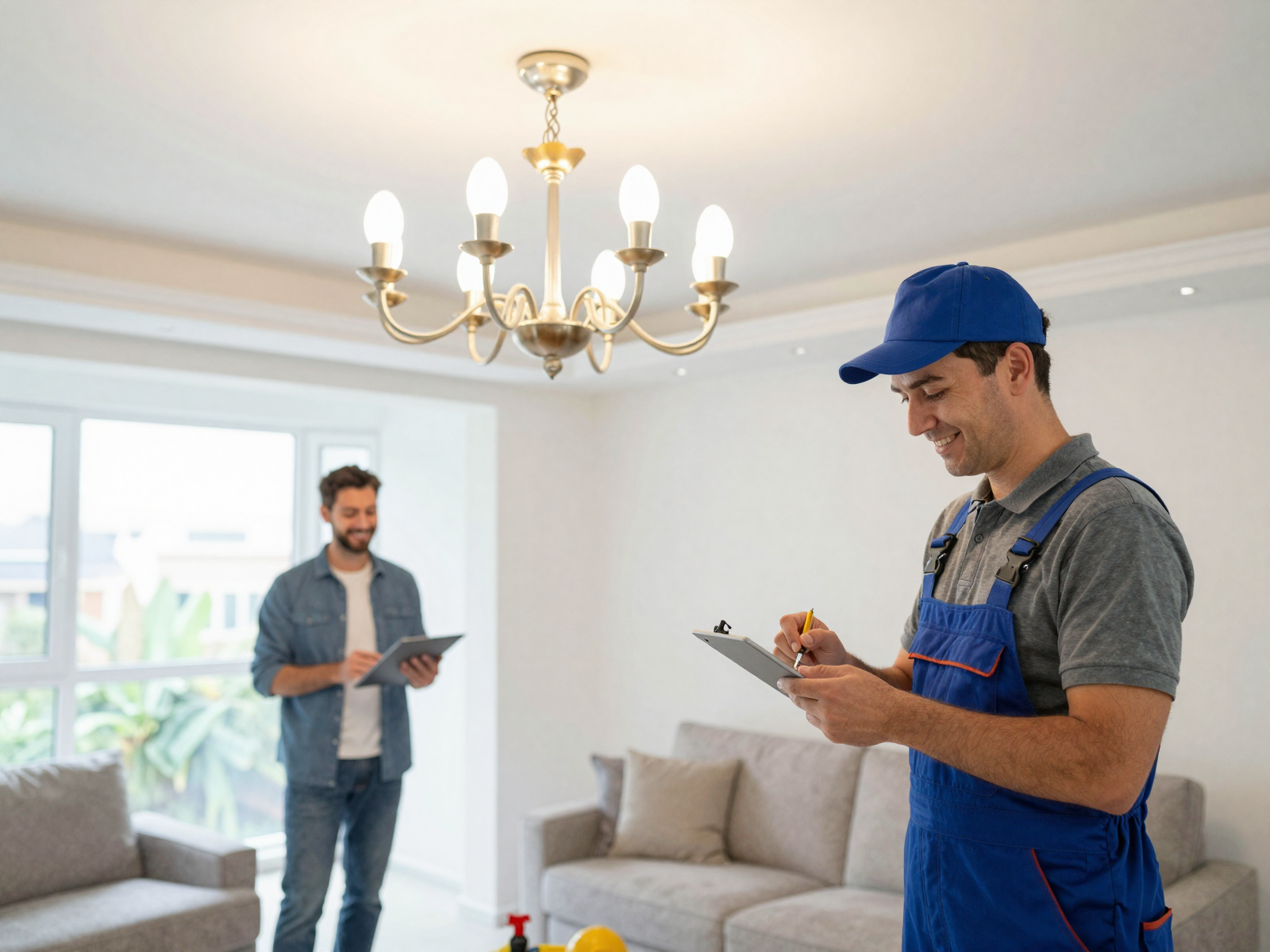 Professional electrical work in modern home interior